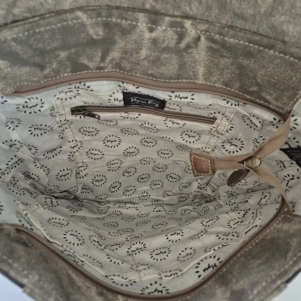 Myra Bag Large Canvas Leather Distressed Upcycled Chateau Backpack S-1004